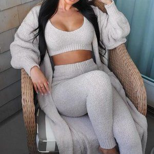 SOLD. Fashion Nova Living In It 3 Piece Legging Set - Taupe, NWOT
